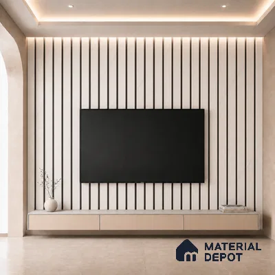 Statuario 10 ft x 0.5 ft (3060x150 mm) Dual Tone Linea Design Interior & Exterior Wall & Ceiling Panel - 15 mm | Suitable for Balcony, Facade & Open Area | Width is Subjected to 5% Variation