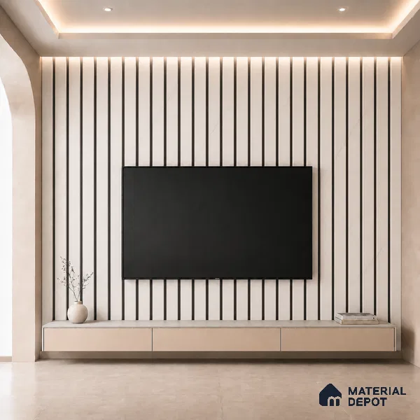 Statuario 10 ft x 0.5 ft (3060x150 mm) Dual Tone Linea Design Interior & Exterior Wall & Ceiling Panel - 15 mm | Suitable for Balcony, Facade & Open Area | Width is Subjected to 5% Variation