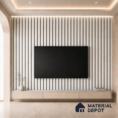 Statuario 10 ft x 0.6 ft (3060x180 mm) Dual Tone Arch Design Interior & Exterior Wall & Ceiling Panel - 17 mm | Suitable for Balcony, Facade & Open Area | Width is Subjected to 5% Variation