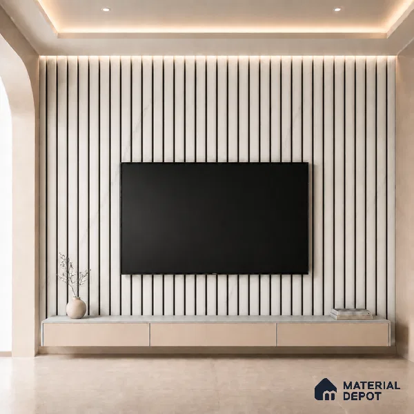 Statuario 10 ft x 0.6 ft (3060x180 mm) Dual Tone Arch Design Interior & Exterior Wall & Ceiling Panel - 17 mm | Suitable for Balcony, Facade & Open Area | Width is Subjected to 5% Variation