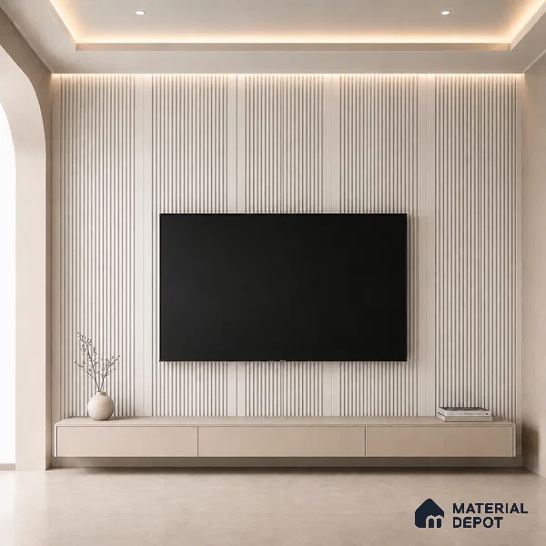 Statuario 10 ft x 0.68 ft (3060x208 mm) Curve Design Interior & Exterior Wall & Ceiling Panel - 10 mm | Suitable for Balcony, Facade & Open Area | Width is Subjected to 5% Variation