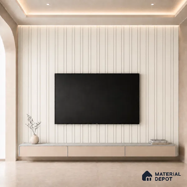 Statuario 10 ft x 0.5 ft (3060x150 mm) Linea Design Interior & Exterior Wall & Ceiling Panel - 15 mm | Suitable for Balcony, Facade & Open Area | Width is Subjected to 5% Variation