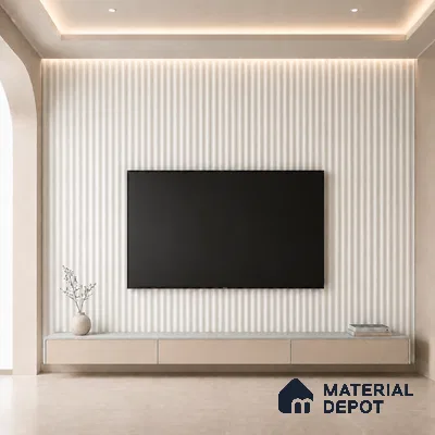 Snow White 10 ft x 0.5 ft (3060x150 mm) Pastel Pyramid Design Interior & Exterior Wall & Ceiling Panel - 15 mm | Suitable for Balcony, Facade & Open Area | Width is Subjected to 5% Variation