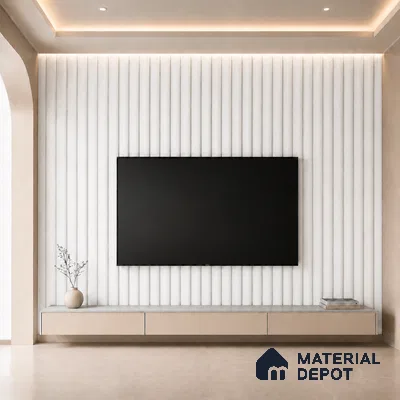 Snow White 10 ft x 0.6 ft (3060x180 mm) Pastel Arch Design Interior & Exterior Wall & Ceiling Panel - 17 mm | Suitable for Balcony, Facade & Open Area | Width is Subjected to 5% Variation