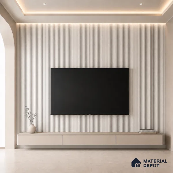 Snow White 10 ft x 0.68 ft (3060x208 mm) Curve Design Interior & Exterior Wall & Ceiling Panel - 10 mm | Suitable for Balcony, Facade & Open Area | Width is Subjected to 5% Variation