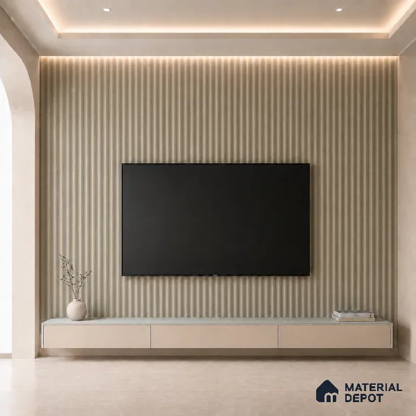 Mocha 10 ft x 0.5 ft (3060x150 mm) Pastel Pyramid Design Interior & Exterior Wall & Ceiling Panel - 15 mm | Suitable for Balcony, Facade & Open Area | Width is Subjected to 5% Variation