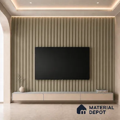 Mocha 10 ft x 0.6 ft (3060x180 mm) Pastel Arch Design Interior & Exterior Wall & Ceiling Panel - 17 mm | Suitable for Balcony, Facade & Open Area | Width is Subjected to 5% Variation