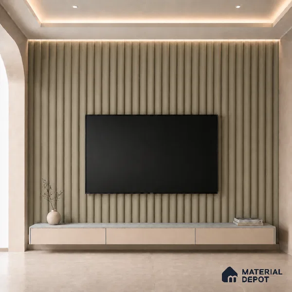 Mocha 10 ft x 0.6 ft (3060x180 mm) Pastel Arch Design Interior & Exterior Wall & Ceiling Panel - 17 mm | Suitable for Balcony, Facade & Open Area | Width is Subjected to 5% Variation