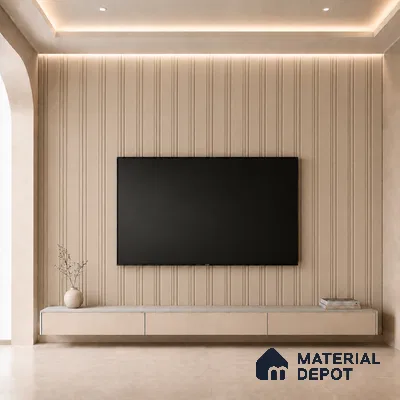 Mocha 10 ft x 0.5 ft (3060x150 mm) Pastel Linea Design Interior & Exterior Wall & Ceiling Panel - 15 mm | Suitable for Balcony, Facade & Open Area | Width is Subjected to 5% Variation