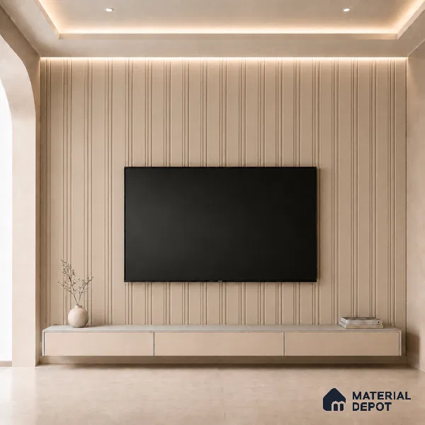 Mocha 10 ft x 0.5 ft (3060x150 mm) Pastel Linea Design Interior & Exterior Wall & Ceiling Panel - 15 mm | Suitable for Balcony, Facade & Open Area | Width is Subjected to 5% Variation
