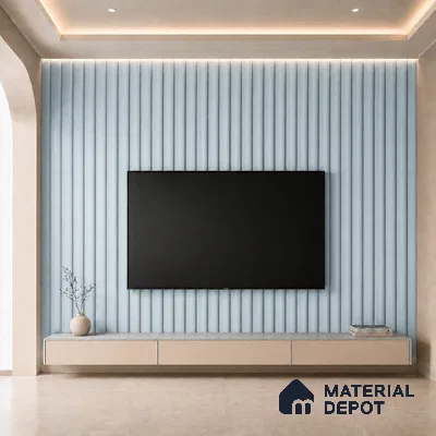 Sky Blue 10 ft x 0.6 ft (3060x180 mm) Pastel Arch Design Interior & Exterior Wall & Ceiling Panel - 17 mm | Suitable for Balcony, Facade & Open Area | Width is Subjected to 5% Variation