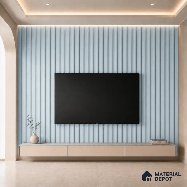 Sky Blue 10 ft x 0.6 ft (3060x180 mm) Pastel Arch Design Interior & Exterior Wall & Ceiling Panel - 17 mm | Suitable for Balcony, Facade & Open Area | Width is Subjected to 5% Variation