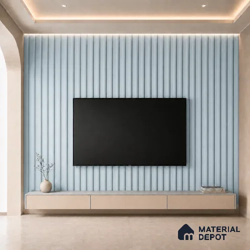 Sky Blue 10 ft x 0.6 ft (3060x180 mm) Pastel Arch Design Interior & Exterior Wall & Ceiling Panel - 17 mm | Suitable for Balcony, Facade & Open Area | Width is Subjected to 5% Variation