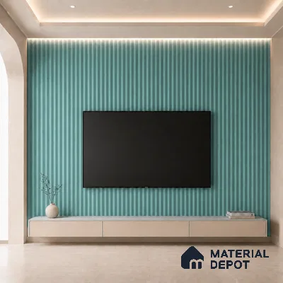 Steel Blue 10 ft x 0.5 ft (3060x150 mm) Pastel Pyramid Design Interior & Exterior Wall & Ceiling Panel - 15 mm | Suitable for Balcony, Facade & Open Area | Width is Subjected to 5% Variation