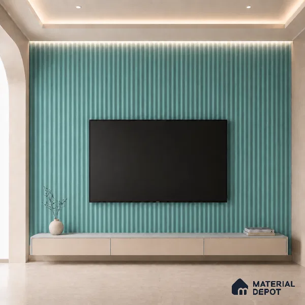 Steel Blue 10 ft x 0.5 ft (3060x150 mm) Pastel Pyramid Design Interior & Exterior Wall & Ceiling Panel - 15 mm | Suitable for Balcony, Facade & Open Area | Width is Subjected to 5% Variation