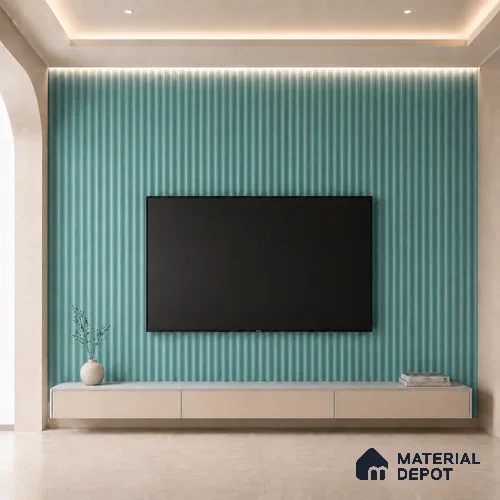 Steel Blue 10 ft x 0.5 ft (3060x150 mm) Pastel Pyramid Design Interior & Exterior Wall & Ceiling Panel - 15 mm | Suitable for Balcony, Facade & Open Area | Width is Subjected to 5% Variation