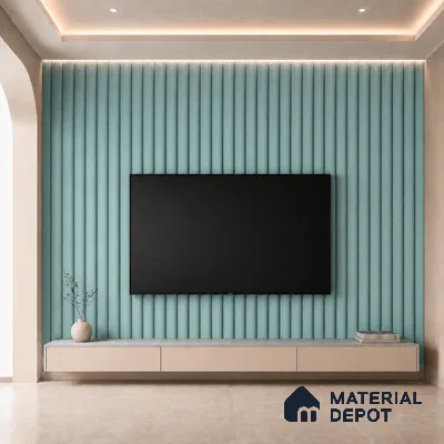 Steel Blue 10 ft x 0.6 ft (3060x180 mm) Pastel Arch Design Interior & Exterior Wall & Ceiling Panel - 17 mm | Suitable for Balcony, Facade & Open Area | Width is Subjected to 5% Variation