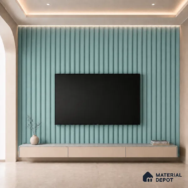 Steel Blue 10 ft x 0.6 ft (3060x180 mm) Pastel Arch Design Interior & Exterior Wall & Ceiling Panel - 17 mm | Suitable for Balcony, Facade & Open Area | Width is Subjected to 5% Variation