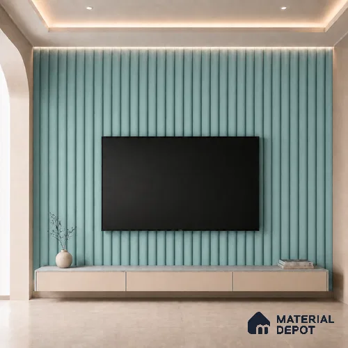 Steel Blue 10 ft x 0.6 ft (3060x180 mm) Pastel Arch Design Interior & Exterior Wall & Ceiling Panel - 17 mm | Suitable for Balcony, Facade & Open Area | Width is Subjected to 5% Variation