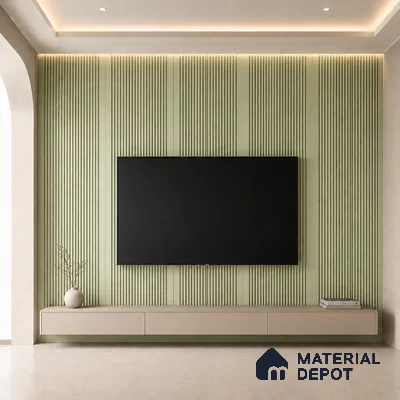 Mint Green 10 ft x 0.68 ft (3060x208 mm) Curve Design Interior & Exterior Wall & Ceiling Panel - 10 mm | Suitable for Balcony, Facade & Open Area | Width is Subjected to 5% Variation