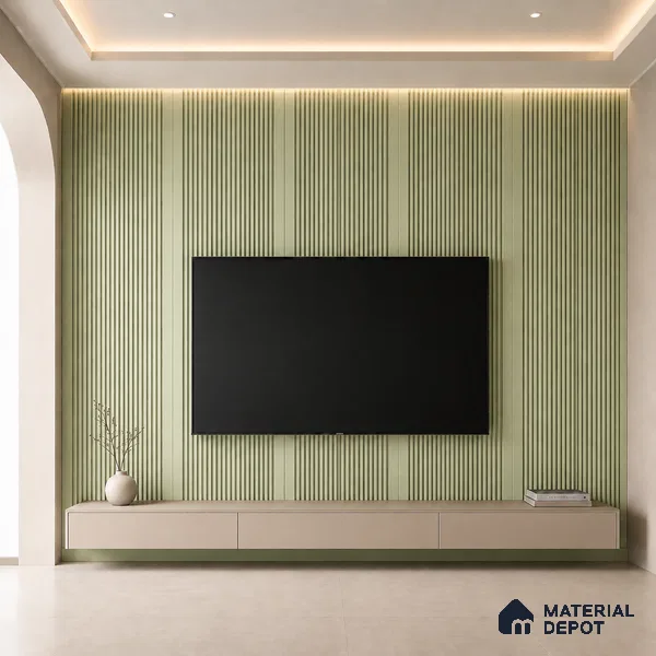 Mint Green 10 ft x 0.68 ft (3060x208 mm) Curve Design Interior & Exterior Wall & Ceiling Panel - 10 mm | Suitable for Balcony, Facade & Open Area | Width is Subjected to 5% Variation