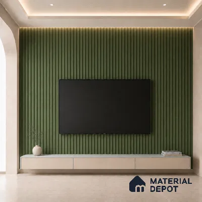 Forest Green 10 ft x 0.5 ft (3060x150 mm) Pastel Pyramid Design Interior & Exterior Wall & Ceiling Panel - 15 mm | Suitable for Balcony, Facade & Open Area | Width is Subjected to 5% Variation
