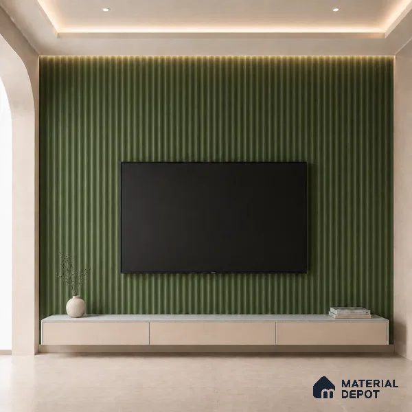 Forest Green 10 ft x 0.5 ft (3060x150 mm) Pastel Pyramid Design Interior & Exterior Wall & Ceiling Panel - 15 mm | Suitable for Balcony, Facade & Open Area | Width is Subjected to 5% Variation