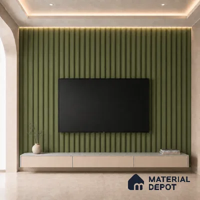 Forest Green 10 ft x 0.6 ft (3060x180 mm) Pastel Arch Design Interior & Exterior Wall & Ceiling Panel - 17 mm | Suitable for Balcony, Facade & Open Area | Width is Subjected to 5% Variation