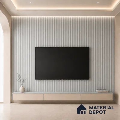 Light Grey 10 ft x 0.5 ft (3060x150 mm) Pastel Pyramid Design Interior & Exterior Wall & Ceiling Panel - 15 mm | Suitable for Balcony, Facade & Open Area | Width is Subjected to 5% Variation