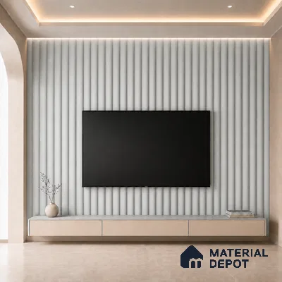 Light Grey 10 ft x 0.6 ft (3060x180 mm) Pastel Arch Design Interior & Exterior Wall & Ceiling Panel - 17 mm | Suitable for Balcony, Facade & Open Area | Width is Subjected to 5% Variation