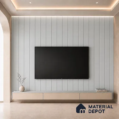 Light Grey 10 ft x 0.5 ft (3060x150 mm) Pastel Linea Design Interior & Exterior Wall & Ceiling Panel - 15 mm | Suitable for Balcony, Facade & Open Area | Width is Subjected to 5% Variation