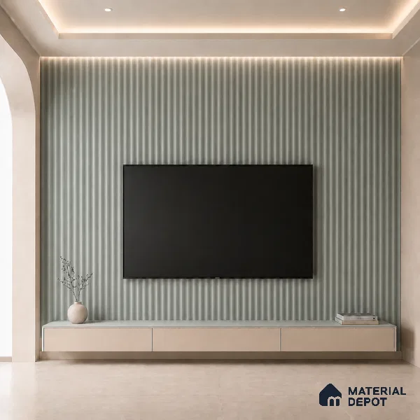 Cloud Grey 10 ft x 0.5 ft (3060x150 mm) Pastel Pyramid Design Interior & Exterior Wall & Ceiling Panel - 15 mm | Suitable for Balcony, Facade & Open Area | Width is Subjected to 5% Variation