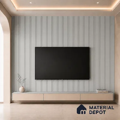 Cloud Grey 10 ft x 0.5 ft (3060x150 mm) Pastel Linea Design Interior & Exterior Wall & Ceiling Panel - 15 mm | Suitable for Balcony, Facade & Open Area | Width is Subjected to 5% Variation