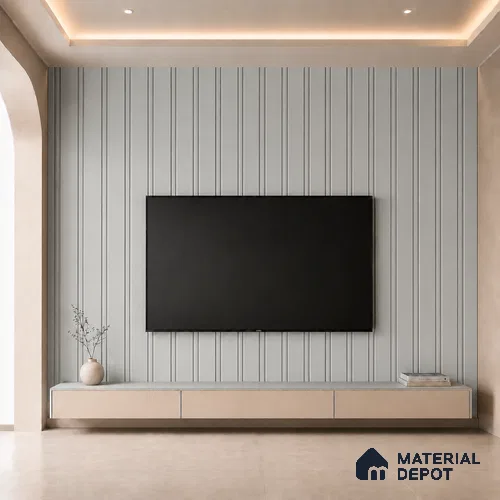 Cloud Grey 10 ft x 0.5 ft (3060x150 mm) Pastel Linea Design Interior & Exterior Wall & Ceiling Panel - 15 mm | Suitable for Balcony, Facade & Open Area | Width is Subjected to 5% Variation