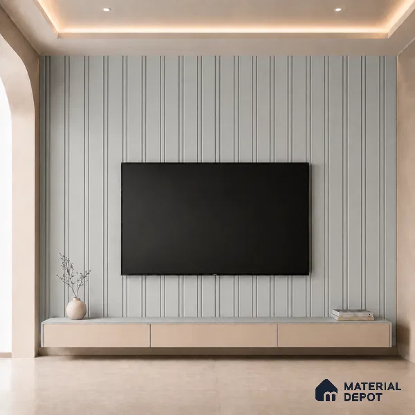Cloud Grey 10 ft x 0.5 ft (3060x150 mm) Pastel Linea Design Interior & Exterior Wall & Ceiling Panel - 15 mm | Suitable for Balcony, Facade & Open Area | Width is Subjected to 5% Variation