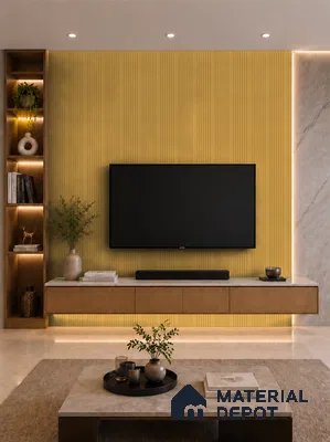 Honey Maple 10 ft x 0.89 ft (3060x270 mm) Unic Design Interior & Exterior Wall & Ceiling Panel - 15 mm | Suitable for Balcony, Facade & Open Area | Width is Subjected to 5% Variation