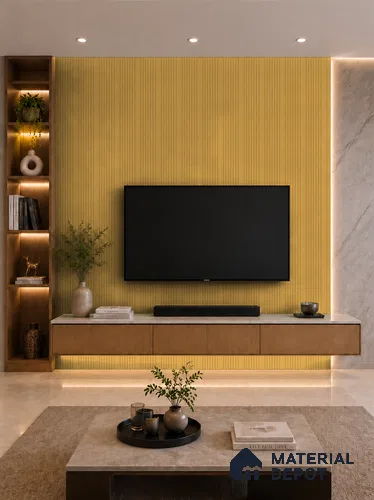 Honey Maple 10 ft x 0.89 ft (3060x270 mm) Unic Design Interior & Exterior Wall & Ceiling Panel - 15 mm | Suitable for Balcony, Facade & Open Area | Width is Subjected to 5% Variation