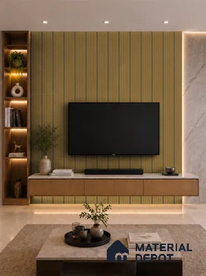 Honey Maple 10 ft x 0.85 ft (3060x260 mm) Prism Dual Tone Design Interior & Exterior Wall & Ceiling Panel - 21 mm | Suitable for Balcony, Facade & Open Area | Width is Subjected to 5% Variation