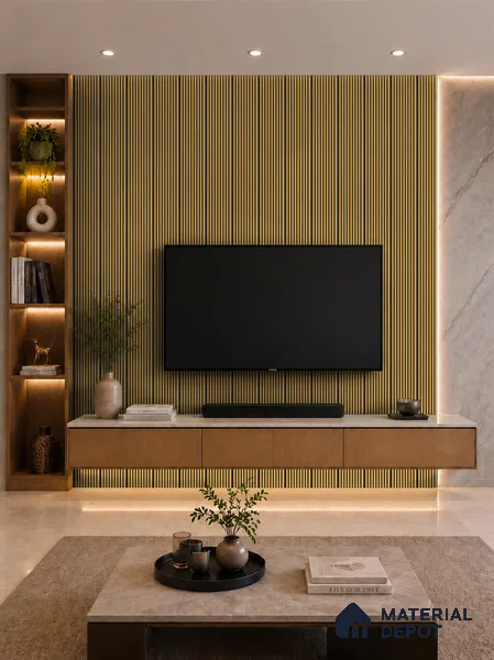 Honey Maple 10 ft x 0.85 ft (3060x260 mm) Prism Dual Tone Design Interior & Exterior Wall & Ceiling Panel - 21 mm | Suitable for Balcony, Facade & Open Area | Width is Subjected to 5% Variation