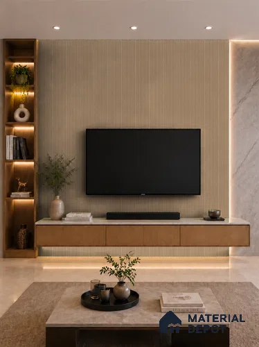 Danish Teak 10 ft x 0.85 ft (3060x260 mm) Prism Design Interior & Exterior Wall & Ceiling Panel - 21 mm | Suitable for Balcony, Facade & Open Area | Width is Subjected to 5% Variation
