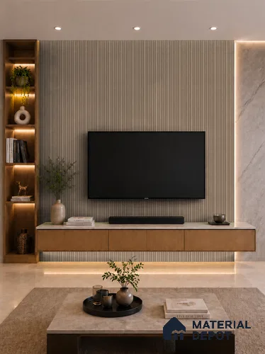 Danish Teak 10 ft x 0.89 ft (3060x270 mm) Stripes Design Interior & Exterior Wall & Ceiling Panel - 20 mm | Suitable for Balcony, Facade & Open Area | Width is Subjected to 5% Variation