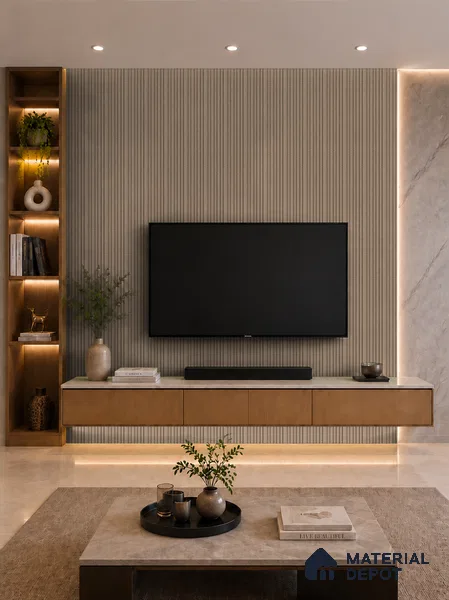 Danish Teak 10 ft x 0.89 ft (3060x270 mm) Stripes Design Interior & Exterior Wall & Ceiling Panel - 20 mm | Suitable for Balcony, Facade & Open Area | Width is Subjected to 5% Variation