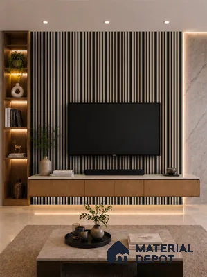 Danish Teak 10 ft x 0.7 ft (3060x215 mm) Dome Dual Black Design Interior & Exterior Wall & Ceiling Panel - 20 mm | Suitable for Balcony, Facade & Open Area | Width is Subjected to 5% Variation