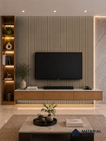 Danish Teak 10 ft x 0.7 ft (3060x215 mm) Dome Design Interior & Exterior Wall & Ceiling Panel - 20 mm | Suitable for Balcony, Facade & Open Area | Width is Subjected to 5% Variation