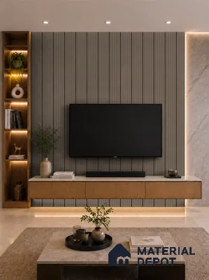 Danish Teak 10 ft x 0.85 ft (3060x260 mm) Prism Dual Tone Design Interior & Exterior Wall & Ceiling Panel - 21 mm | Suitable for Balcony, Facade & Open Area | Width is Subjected to 5% Variation