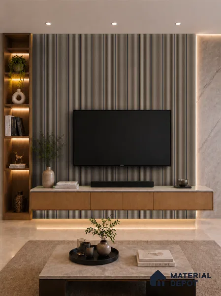 Danish Teak 10 ft x 0.85 ft (3060x260 mm) Prism Dual Tone Design Interior & Exterior Wall & Ceiling Panel - 21 mm | Suitable for Balcony, Facade & Open Area | Width is Subjected to 5% Variation