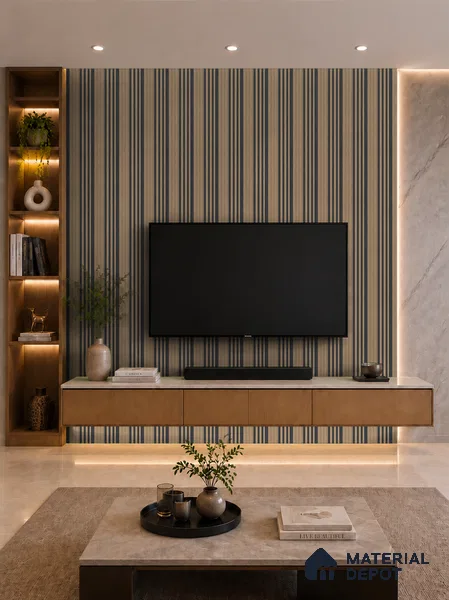 Danish Teak 10 ft x 0.89 ft (3060x270 mm) Unic Dual Tone Design Interior & Exterior Wall & Ceiling Panel - 15 mm | Suitable for Balcony, Facade & Open Area | Width is Subjected to 5% Variation