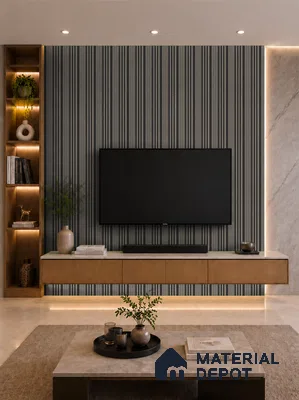 Oak Noir 10 ft x 0.89 ft (3060x270 mm) Unic Dual Tone Design Interior & Exterior Wall & Ceiling Panel - 15 mm | Suitable for Balcony, Facade & Open Area | Width is Subjected to 5% Variation