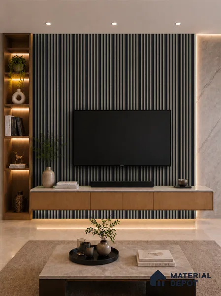 Oak Noir 10 ft x 0.7 ft (3060x215 mm) Dome Dual Black Design Interior & Exterior Wall & Ceiling Panel - 20 mm | Suitable for Balcony, Facade & Open Area | Width is Subjected to 5% Variation
