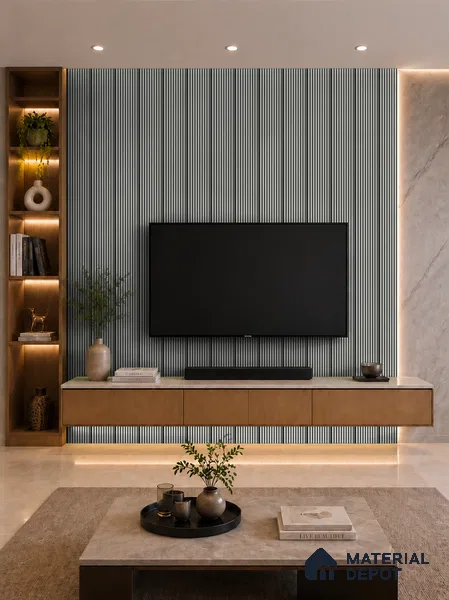 White Mist 10 ft x 0.85 ft (3060x260 mm) Prism Dual Tone Design Interior & Exterior Wall & Ceiling Panel - 21 mm | Suitable for Balcony, Facade & Open Area | Width is Subjected to 5% Variation
